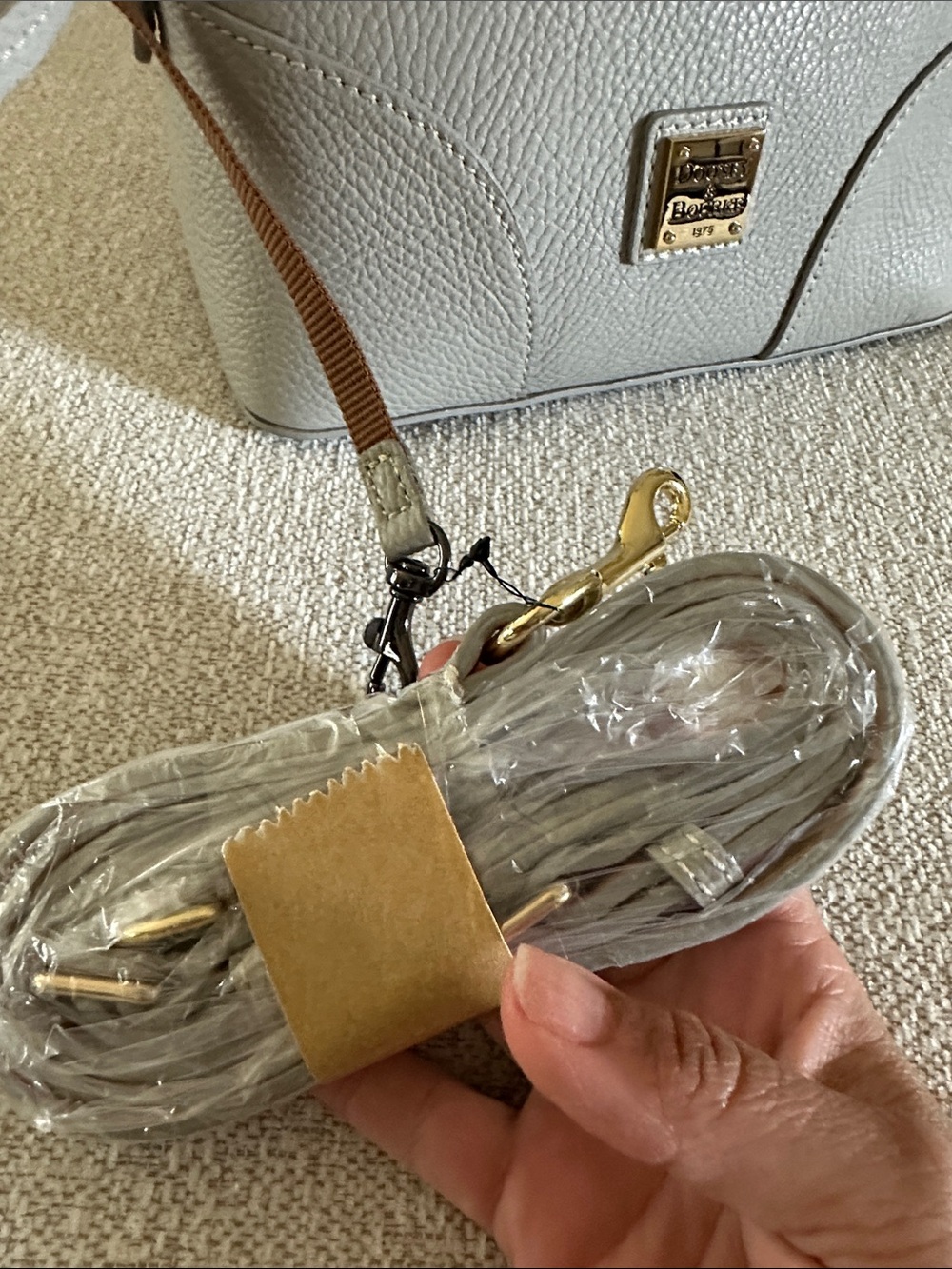 Dooney & Bourke Pebble Leather Mini Satchel in Light Gray with Gold Hardware - Picture 4 of 4